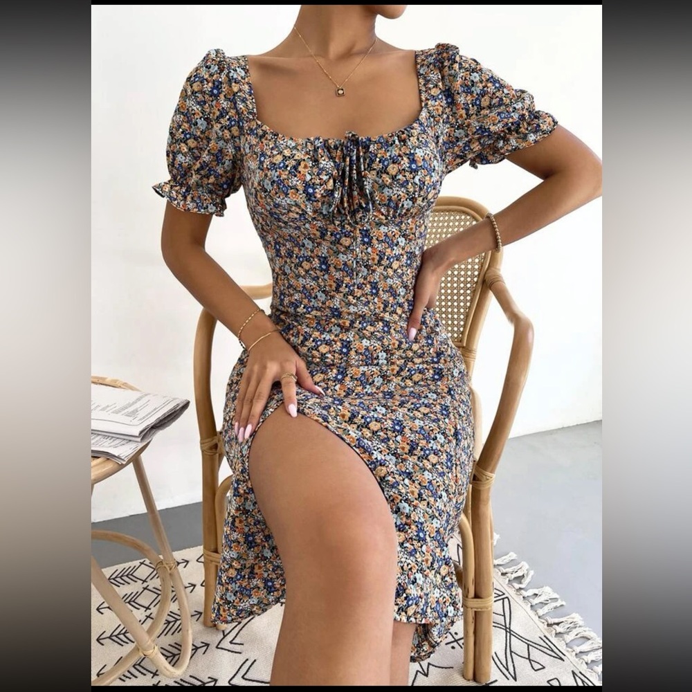 Beautiful floral SHEIN maxi milkmaid dress